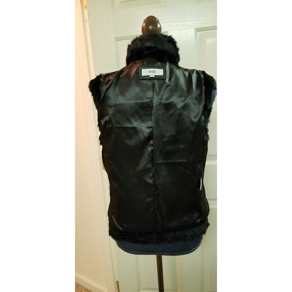 NEW D2K genuine black Angora rabbit fur vest S - Picture 11 of 15